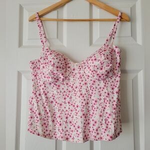 COPY - Floral Pink and White Bustier Top